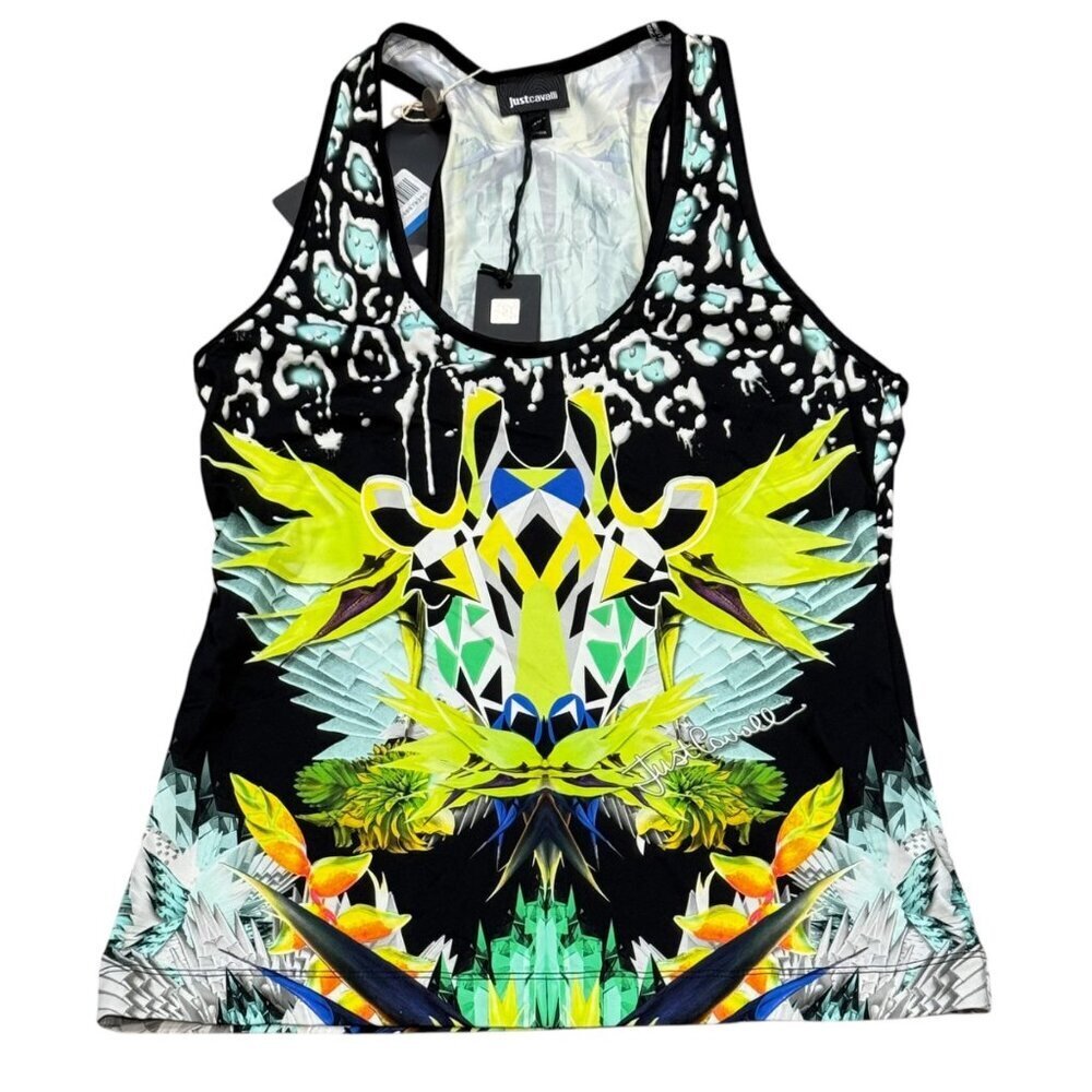 Just Cavalli Womens Graphic Print Sleeveless Top Size 42 Multicolor New